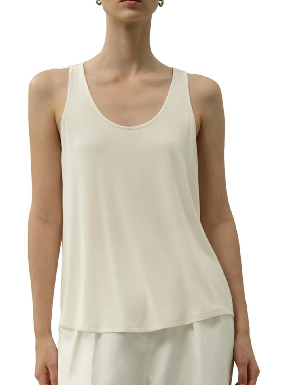 100% silk Scoop Neck Tank Top - Cream